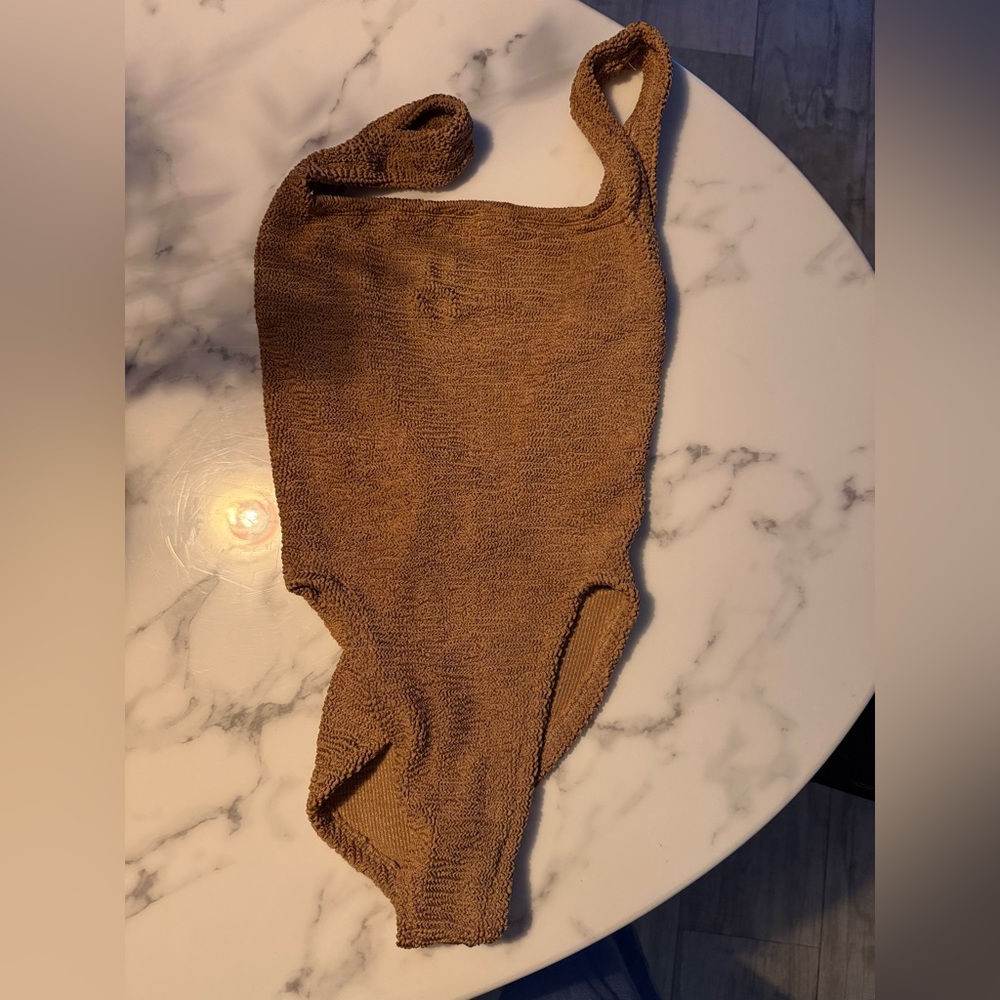 Hunza G Classic Square One Piece BNWT Metallic Cocoa